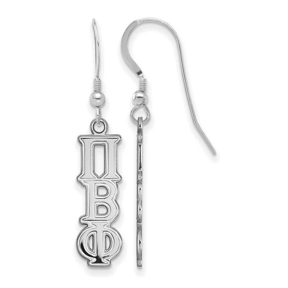 Sterling Silver Pi Beta Phi Dangle Small Earrings - Picture 1 of 4